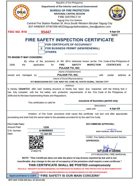 fsic taguig|Bureau of Fire Protection .